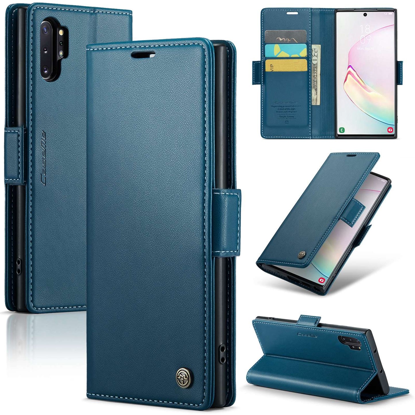 Samsung Galaxy Note10+ Litchi Texture RFID Anti-theft Leather Phone Case with Butterfly Buckle, Stand & Card Wallet with TPU Shell