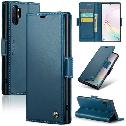 Samsung Galaxy Note10+ Litchi Texture RFID Anti-theft Leather Phone Case with Butterfly Buckle, Stand & Card Wallet with TPU Shell