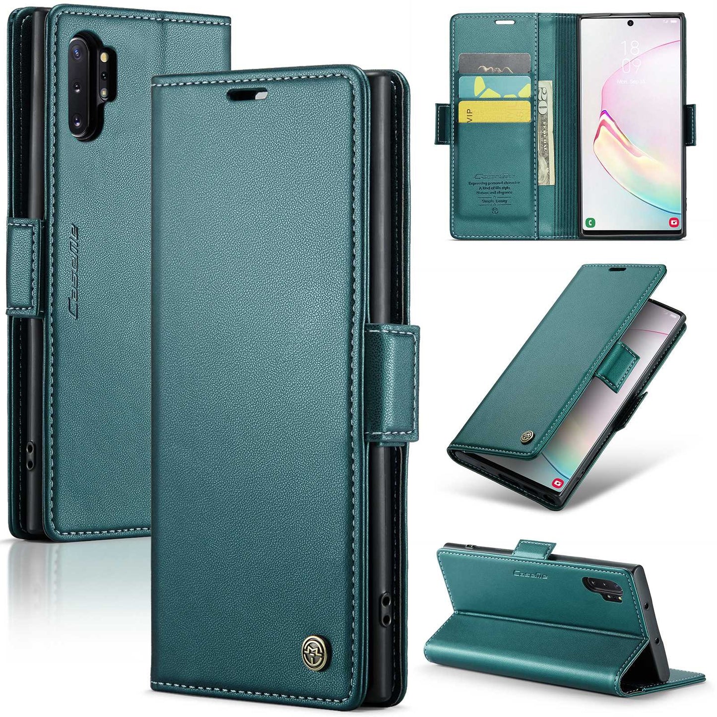 Samsung Galaxy Note10+ Litchi Texture RFID Anti-theft Leather Phone Case with Butterfly Buckle, Stand & Card Wallet with TPU Shell