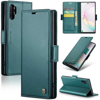 Samsung Galaxy Note10+ Litchi Texture RFID Anti-theft Leather Phone Case with Butterfly Buckle, Stand & Card Wallet with TPU Shell