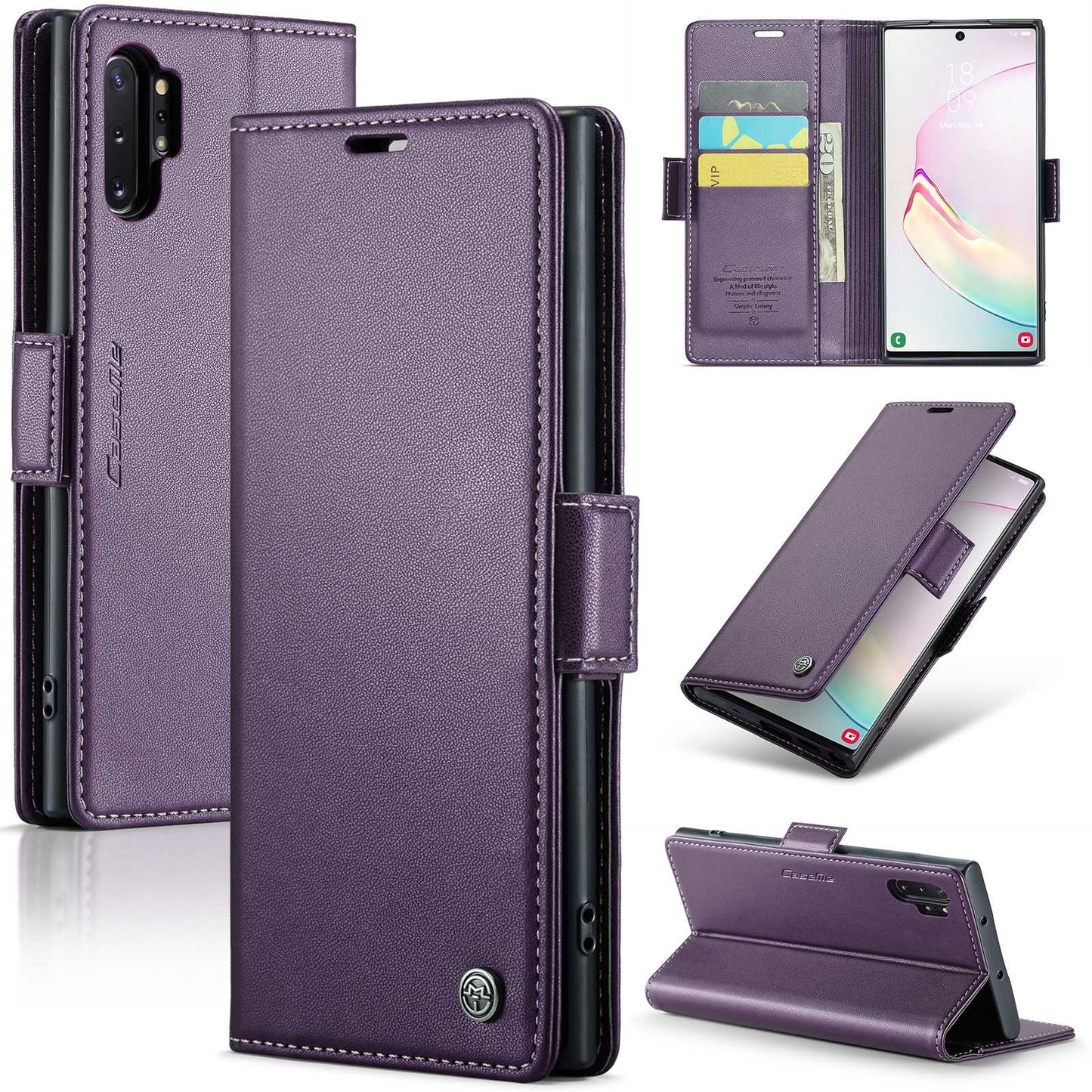Samsung Galaxy Note10+ Litchi Texture RFID Anti-theft Leather Phone Case with Butterfly Buckle, Stand & Card Wallet with TPU Shell