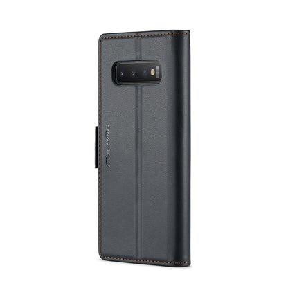 Samsung Galaxy S10 Litchi Texture RFID Anti-theft Leather Phone Case with Butterfly Buckle, Stand & Card Wallet with TPU Shell