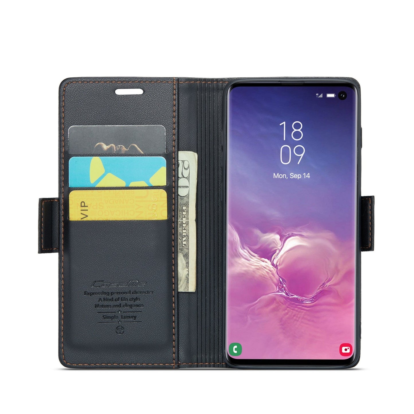 Samsung Galaxy S10 Litchi Texture RFID Anti-theft Leather Phone Case with Butterfly Buckle, Stand & Card Wallet with TPU Shell