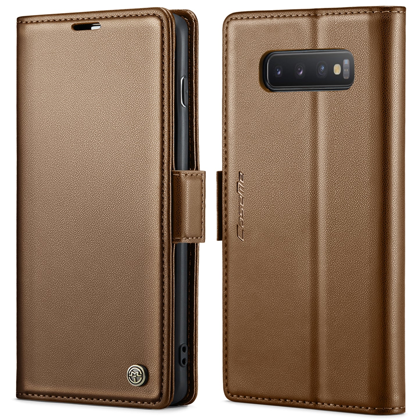 Samsung Galaxy S10 Litchi Texture RFID Anti-theft Leather Phone Case with Butterfly Buckle, Stand & Card Wallet with TPU Shell