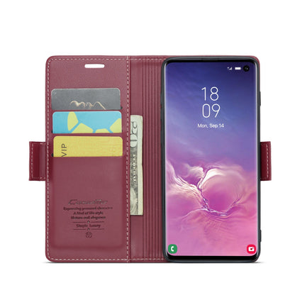 Samsung Galaxy S10 Litchi Texture RFID Anti-theft Leather Phone Case with Butterfly Buckle, Stand & Card Wallet with TPU Shell