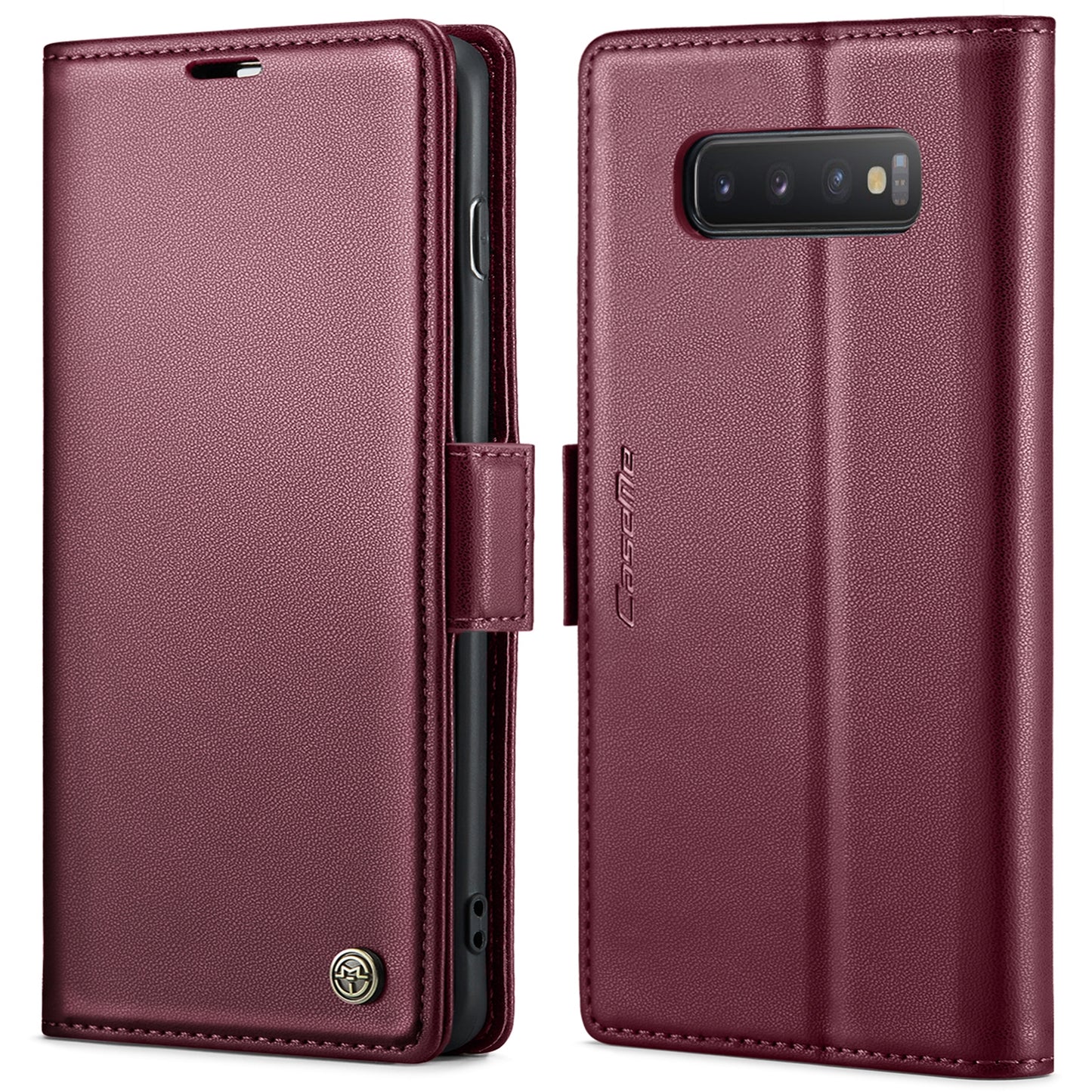 Samsung Galaxy S10 Litchi Texture RFID Anti-theft Leather Phone Case with Butterfly Buckle, Stand & Card Wallet with TPU Shell