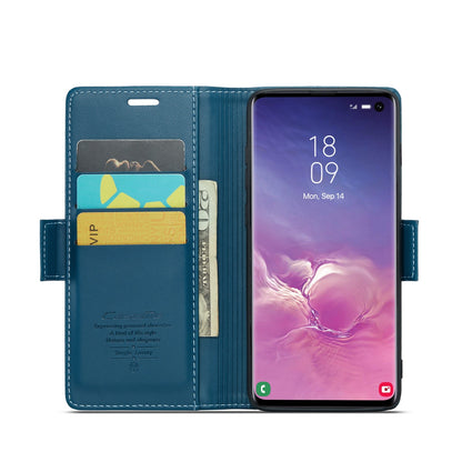 Samsung Galaxy S10 Litchi Texture RFID Anti-theft Leather Phone Case with Butterfly Buckle, Stand & Card Wallet with TPU Shell