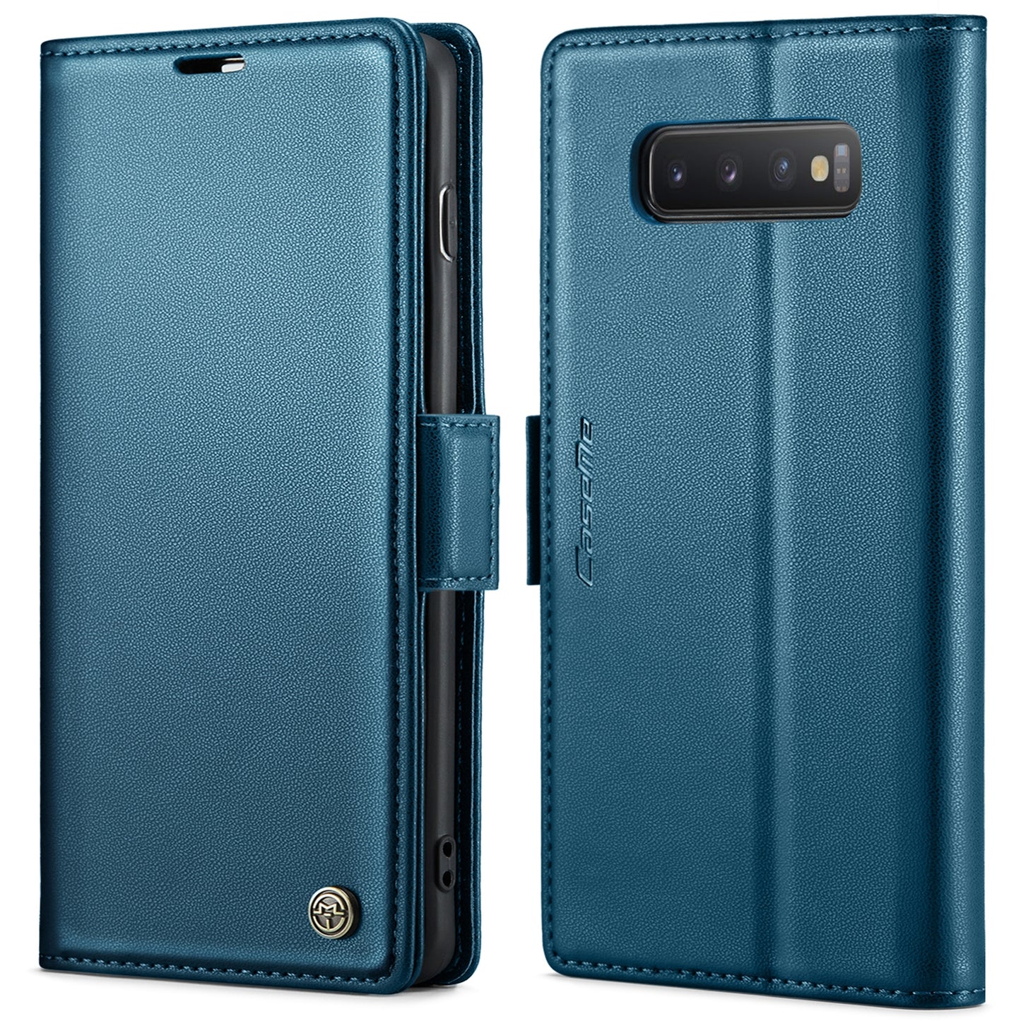 Samsung Galaxy S10 Litchi Texture RFID Anti-theft Leather Phone Case with Butterfly Buckle, Stand & Card Wallet with TPU Shell