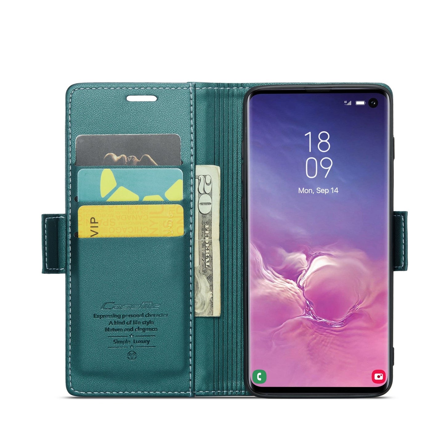 Samsung Galaxy S10 Litchi Texture RFID Anti-theft Leather Phone Case with Butterfly Buckle, Stand & Card Wallet with TPU Shell