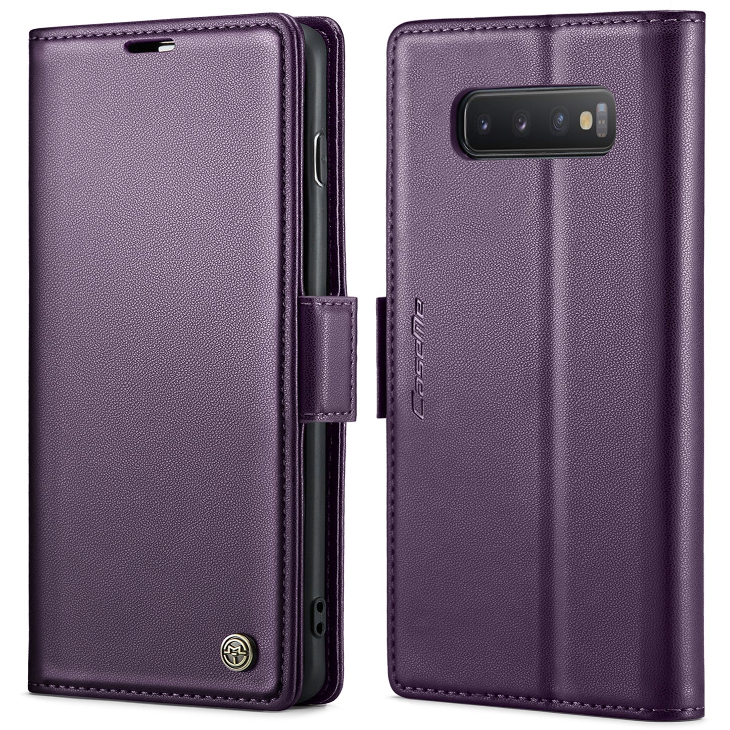 Samsung Galaxy S10 Litchi Texture RFID Anti-theft Leather Phone Case with Butterfly Buckle, Stand & Card Wallet with TPU Shell