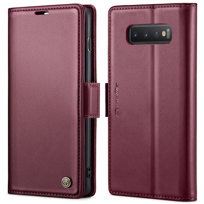Samsung Galaxy S10+ Litchi Texture RFID Anti-theft Leather Phone Case with Butterfly Buckle, Stand & Card Wallet with TPU Shell