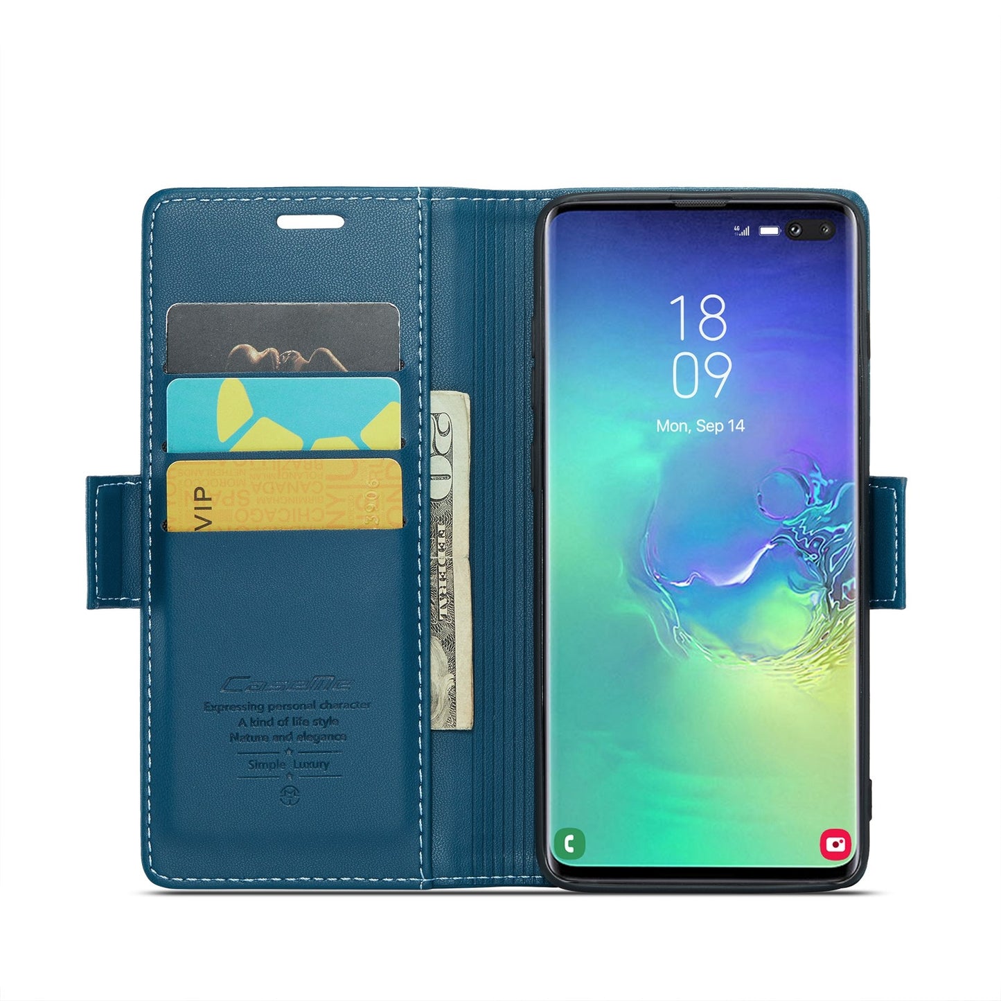 Samsung Galaxy S10+ Litchi Texture RFID Anti-theft Leather Phone Case with Butterfly Buckle, Stand & Card Wallet with TPU Shell
