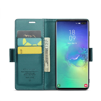 Samsung Galaxy S10+ Litchi Texture RFID Anti-theft Leather Phone Case with Butterfly Buckle, Stand & Card Wallet with TPU Shell