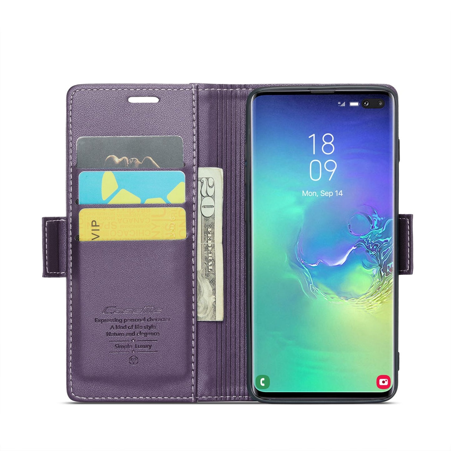 Samsung Galaxy S10+ Litchi Texture RFID Anti-theft Leather Phone Case with Butterfly Buckle, Stand & Card Wallet with TPU Shell