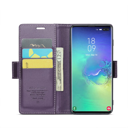 Samsung Galaxy S10+ Litchi Texture RFID Anti-theft Leather Phone Case with Butterfly Buckle, Stand & Card Wallet with TPU Shell