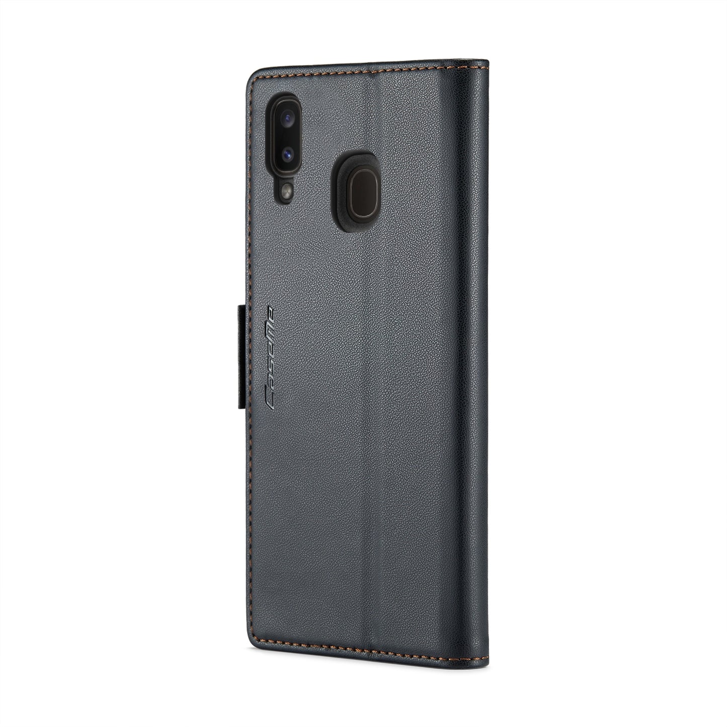 Samsung Galaxy A20 Litchi Texture RFID Anti-theft Leather Phone Case with Butterfly Buckle, Stand & Card Wallet with TPU Shell