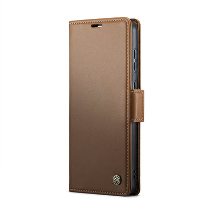 Samsung Galaxy M10s Litchi Texture RFID Anti-theft Leather Phone Case with Butterfly Buckle, Stand & Card Wallet with TPU Shell
