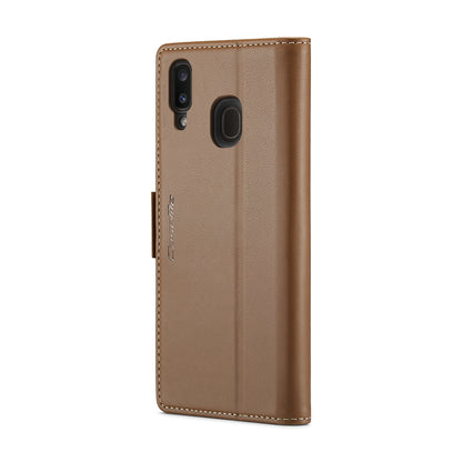 Samsung Galaxy A30 Litchi Texture RFID Anti-theft Leather Phone Case with Butterfly Buckle, Stand & Card Wallet with TPU Shell