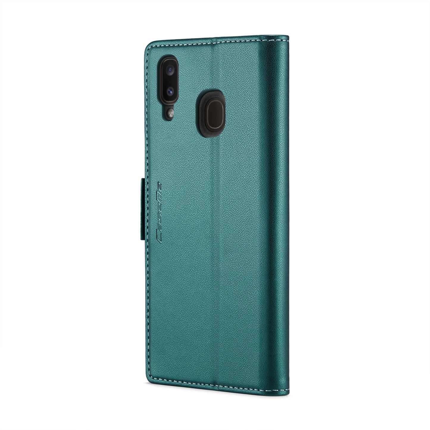 Samsung Galaxy A20 Litchi Texture RFID Anti-theft Leather Phone Case with Butterfly Buckle, Stand & Card Wallet with TPU Shell