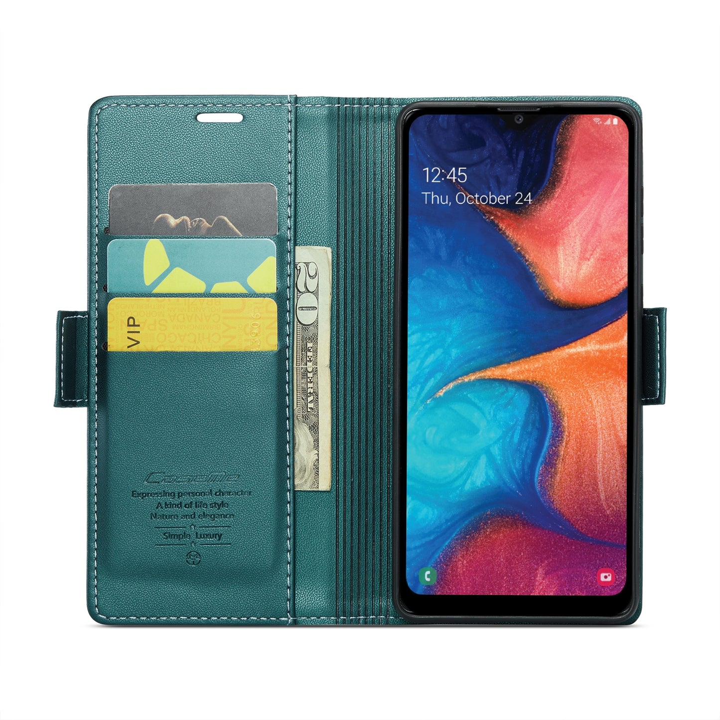 Samsung Galaxy M10s Litchi Texture RFID Anti-theft Leather Phone Case with Butterfly Buckle, Stand & Card Wallet with TPU Shell