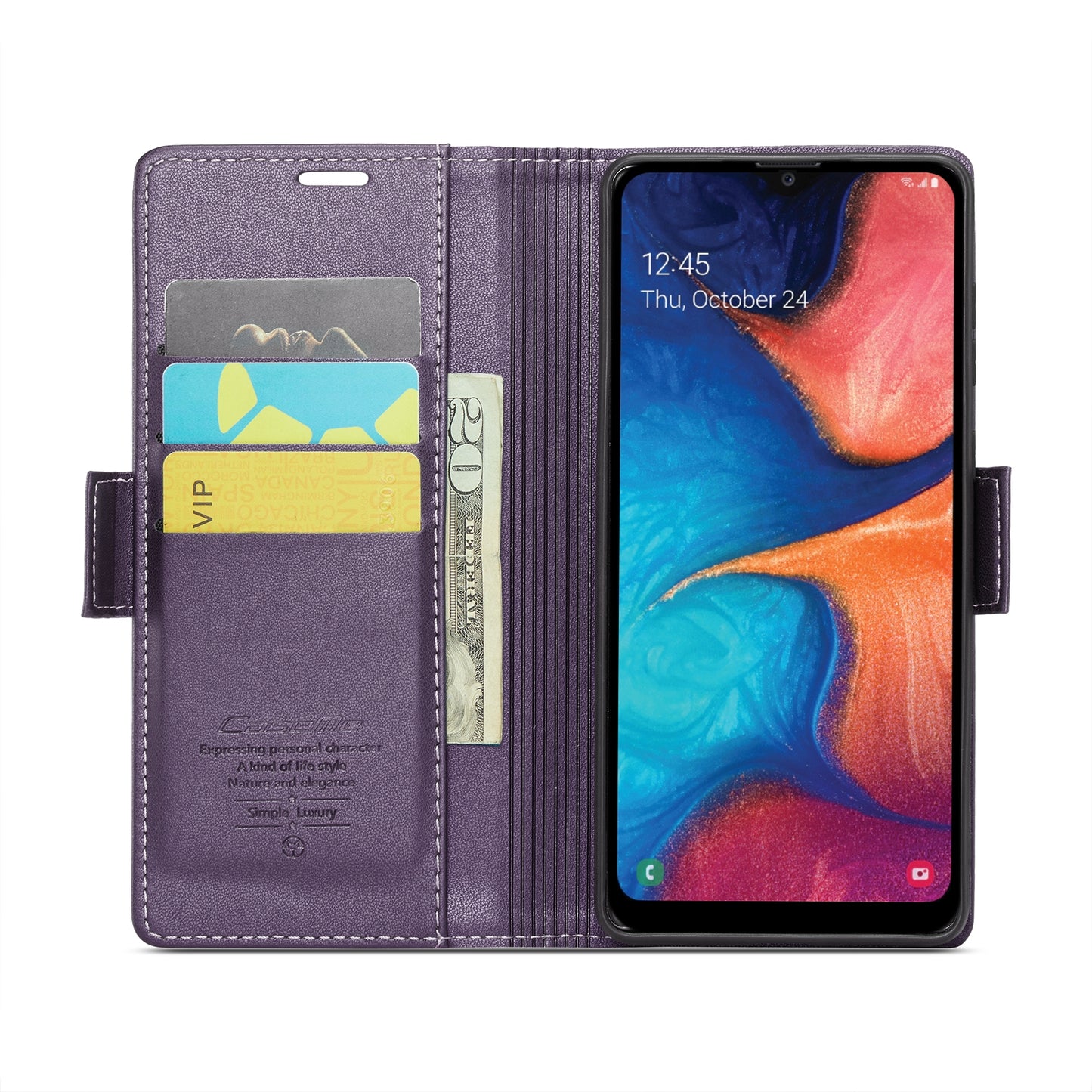 Samsung Galaxy A30 Litchi Texture RFID Anti-theft Leather Phone Case with Butterfly Buckle, Stand & Card Wallet with TPU Shell