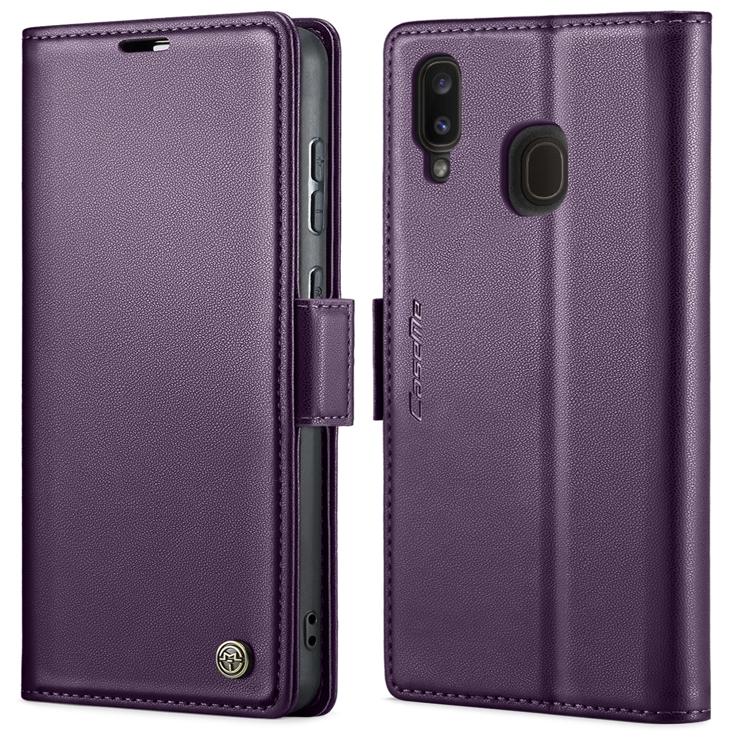 Samsung Galaxy M10s Litchi Texture RFID Anti-theft Leather Phone Case with Butterfly Buckle, Stand & Card Wallet with TPU Shell