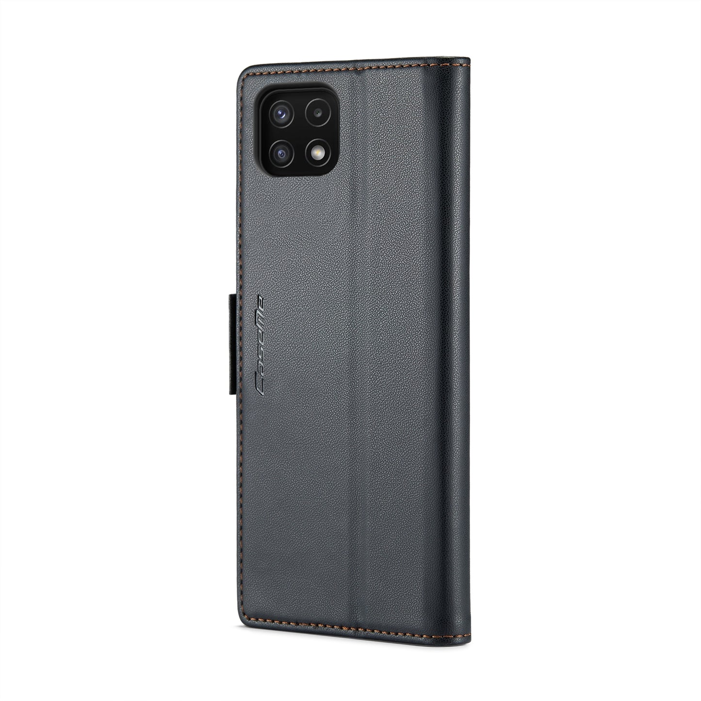 Samsung Galaxy A22 5G Litchi Texture RFID Anti-theft Leather Phone Case with Butterfly Buckle, Stand & Card Wallet with TPU Shell