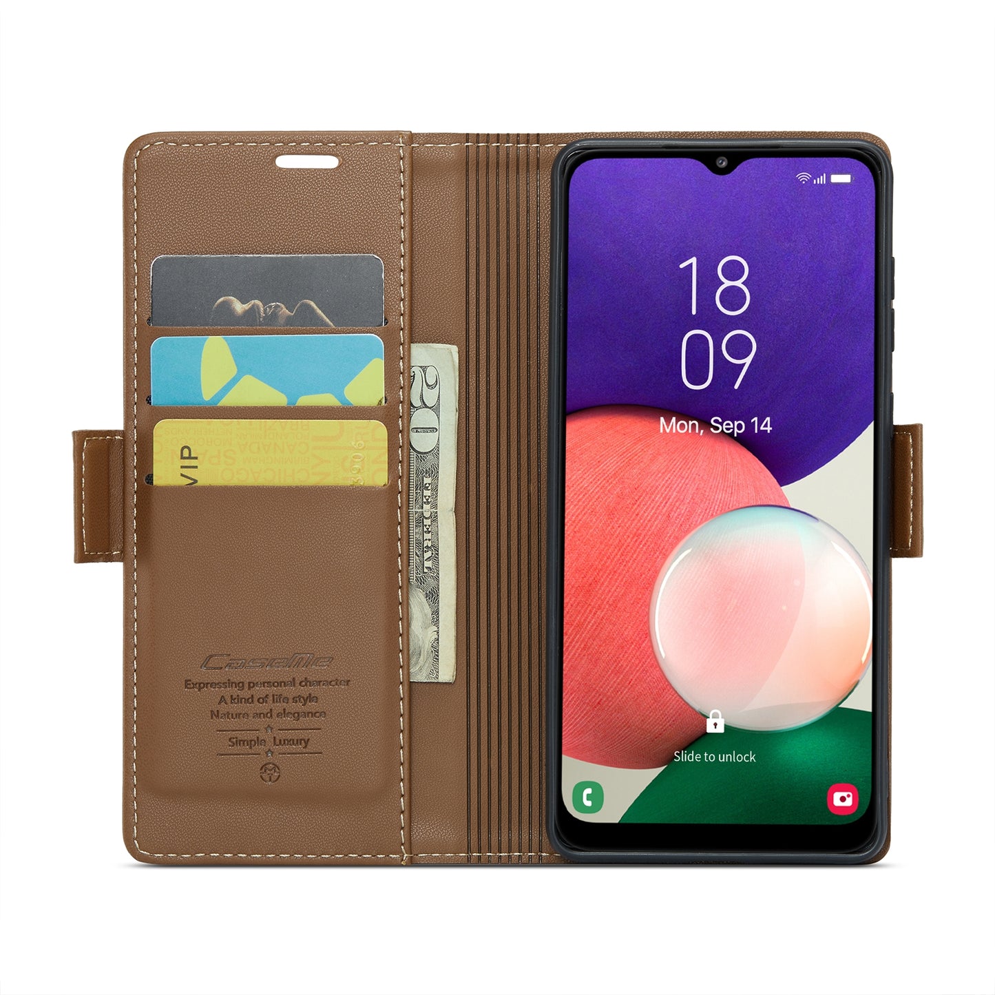 Samsung Galaxy A22 5G Litchi Texture RFID Anti-theft Leather Phone Case with Butterfly Buckle, Stand & Card Wallet with TPU Shell