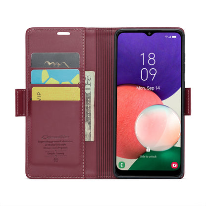 Samsung Galaxy A22 5G Litchi Texture RFID Anti-theft Leather Phone Case with Butterfly Buckle, Stand & Card Wallet with TPU Shell