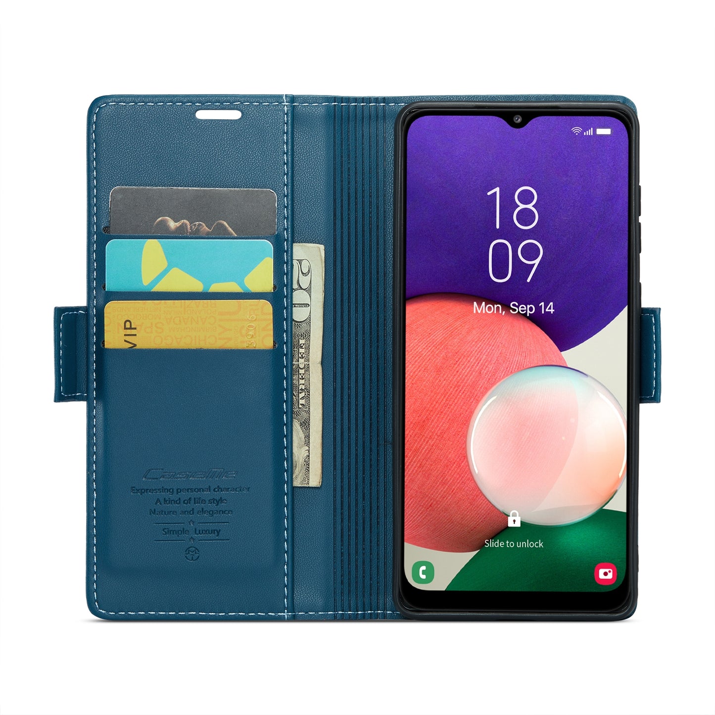 Samsung Galaxy A22 5G Litchi Texture RFID Anti-theft Leather Phone Case with Butterfly Buckle, Stand & Card Wallet with TPU Shell