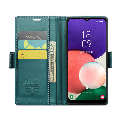 Samsung Galaxy A22 5G Litchi Texture RFID Anti-theft Leather Phone Case with Butterfly Buckle, Stand & Card Wallet with TPU Shell