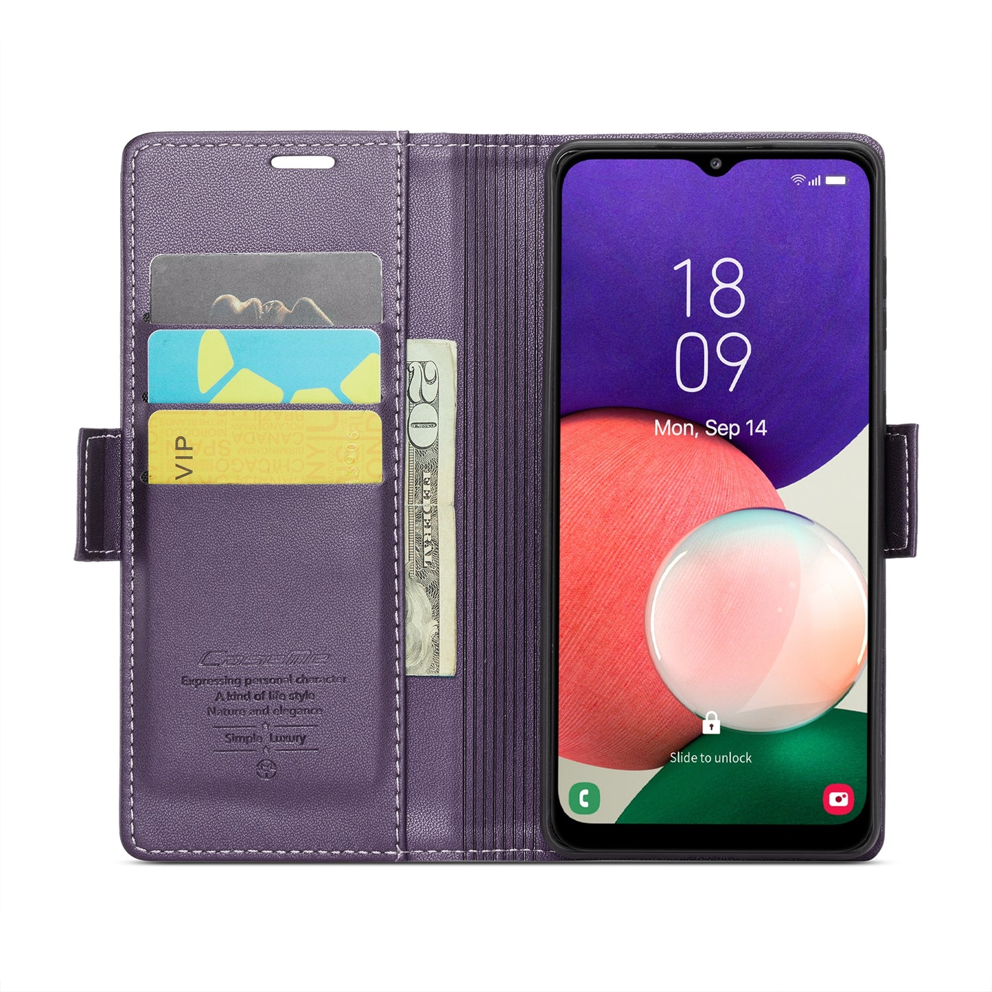 Samsung Galaxy A22 5G Litchi Texture RFID Anti-theft Leather Phone Case with Butterfly Buckle, Stand & Card Wallet with TPU Shell