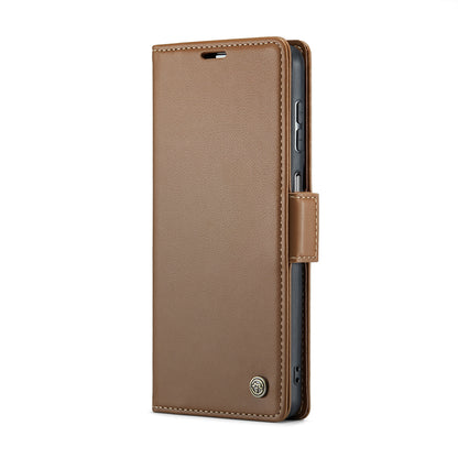 Samsung Galaxy A14 4G/5G Litchi Texture RFID Anti-theft Leather Phone Case with Butterfly Buckle, Stand & Card Wallet with TPU Shell