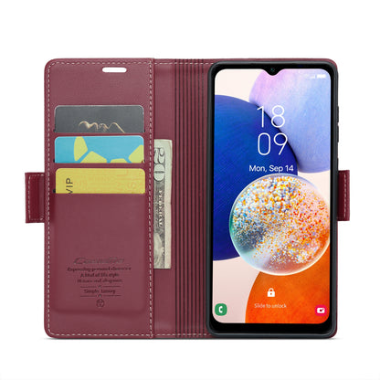 Samsung Galaxy A14 4G/5G Litchi Texture RFID Anti-theft Leather Phone Case with Butterfly Buckle, Stand & Card Wallet with TPU Shell