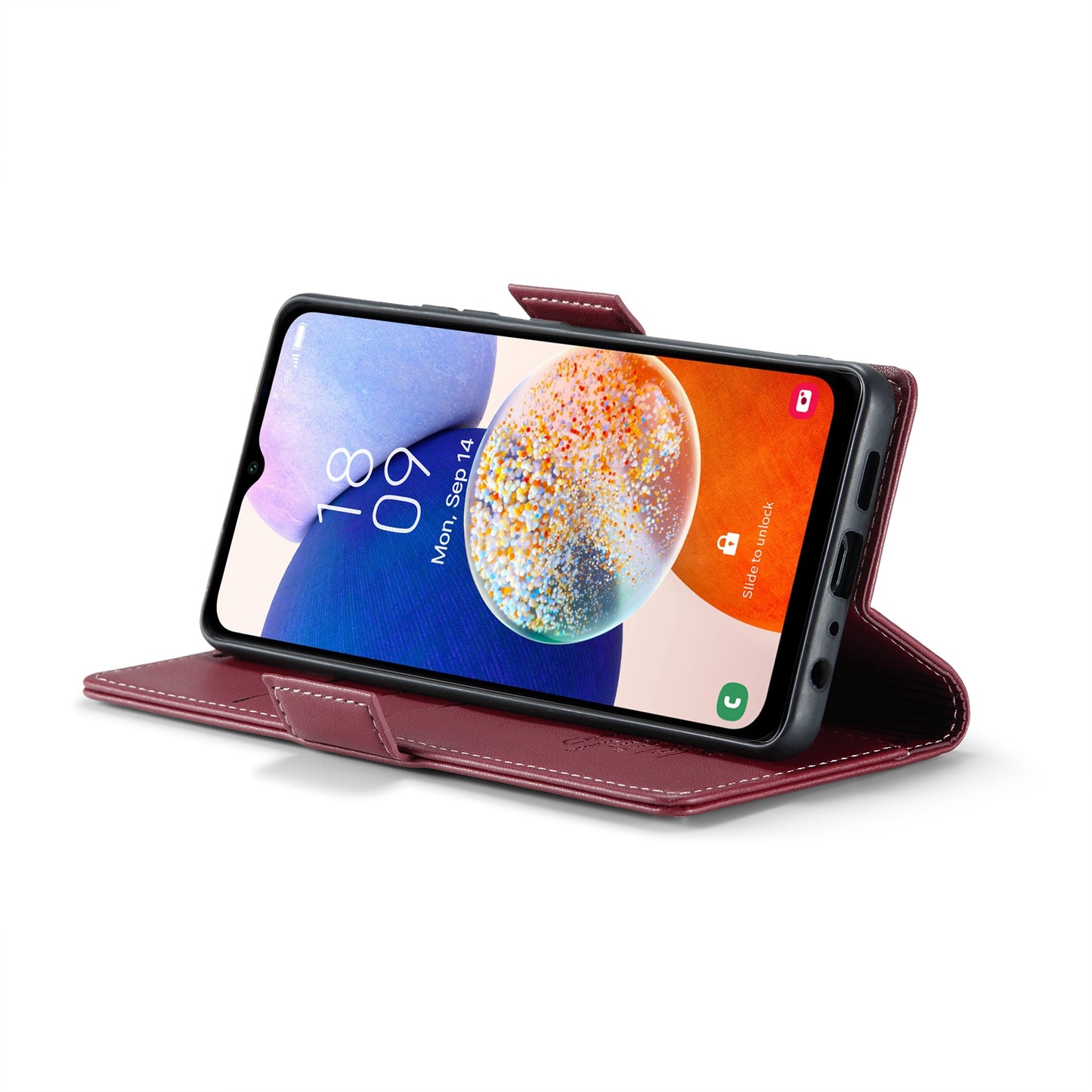 Samsung Galaxy A14 4G/5G Litchi Texture RFID Anti-theft Leather Phone Case with Butterfly Buckle, Stand & Card Wallet with TPU Shell