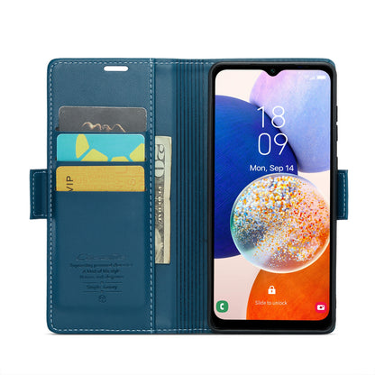 Samsung Galaxy A14 4G/5G Litchi Texture RFID Anti-theft Leather Phone Case with Butterfly Buckle, Stand & Card Wallet with TPU Shell