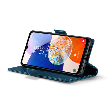 Samsung Galaxy A14 4G/5G Litchi Texture RFID Anti-theft Leather Phone Case with Butterfly Buckle, Stand & Card Wallet with TPU Shell