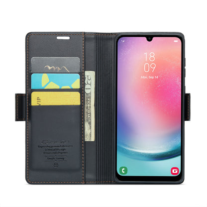 Samsung Galaxy A24 4G Litchi Texture RFID Anti-theft Leather Phone Case with Butterfly Buckle, Stand & Card Wallet with TPU Shell