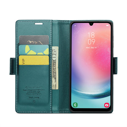 Samsung Galaxy A24 4G Litchi Texture RFID Anti-theft Leather Phone Case with Butterfly Buckle, Stand & Card Wallet with TPU Shell