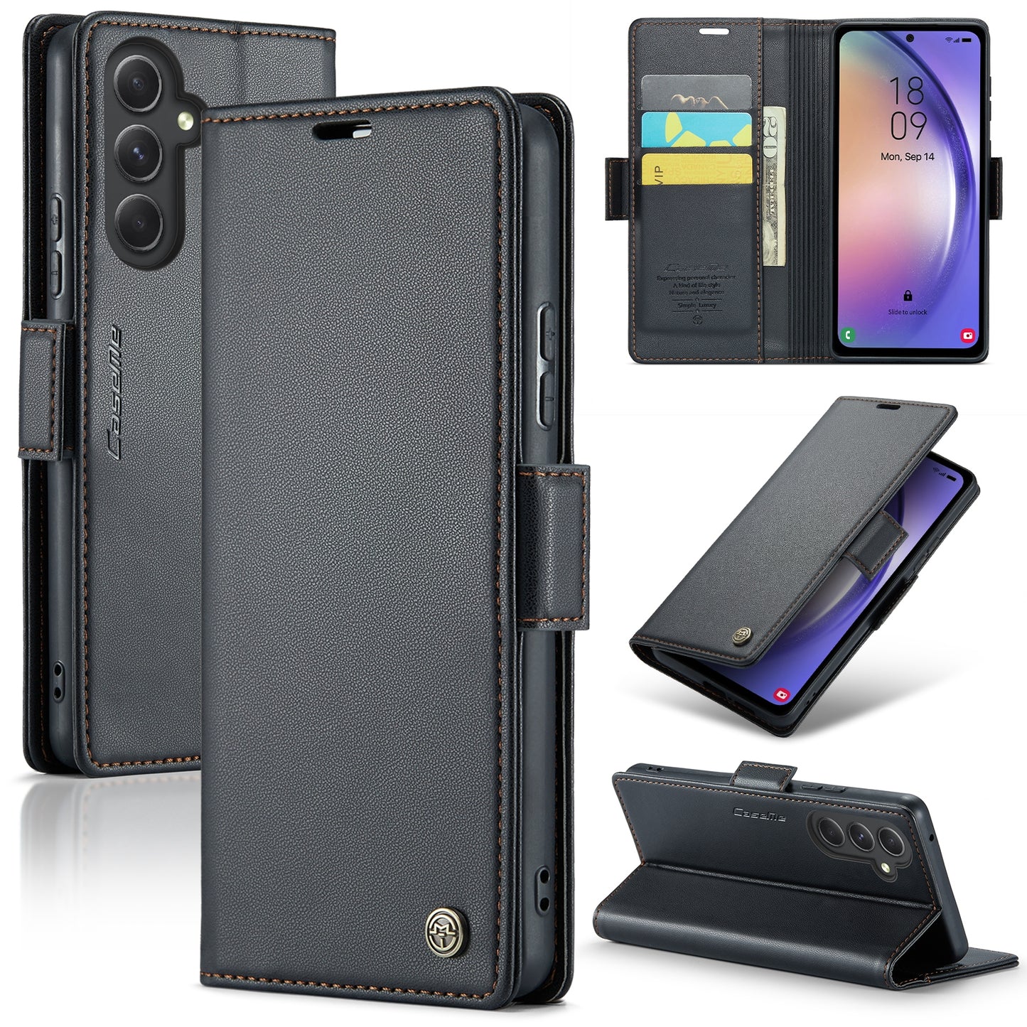 Samsung Galaxy A54 5G Litchi Texture RFID Anti-theft Leather Phone Case with Butterfly Buckle, Stand & Card Wallet with TPU Shell