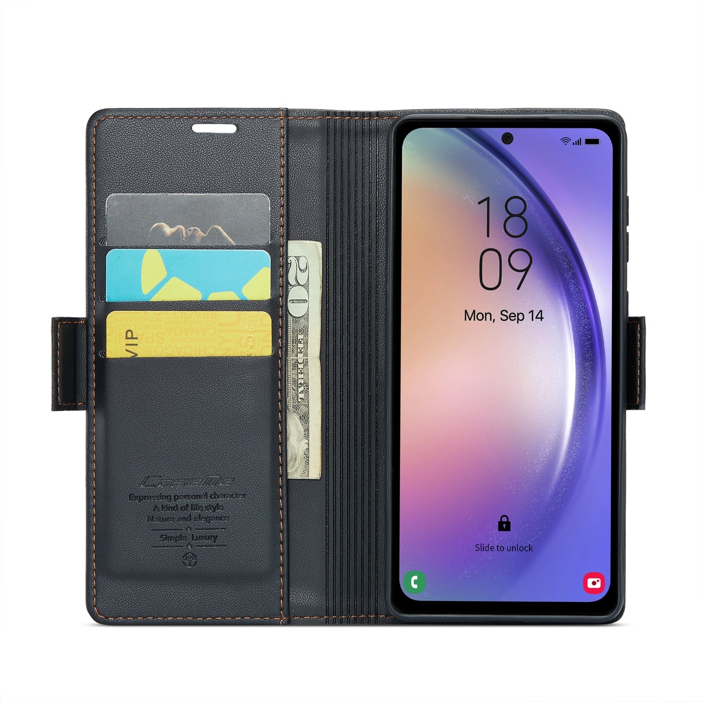 Samsung Galaxy A54 5G Litchi Texture RFID Anti-theft Leather Phone Case with Butterfly Buckle, Stand & Card Wallet with TPU Shell