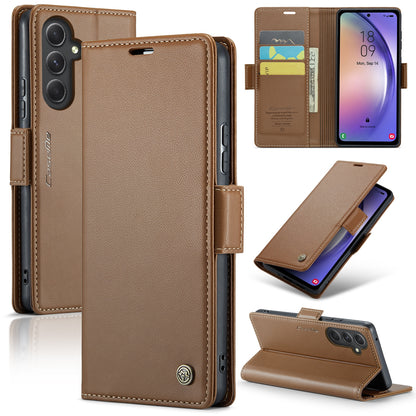 Samsung Galaxy A54 5G Litchi Texture RFID Anti-theft Leather Phone Case with Butterfly Buckle, Stand & Card Wallet with TPU Shell