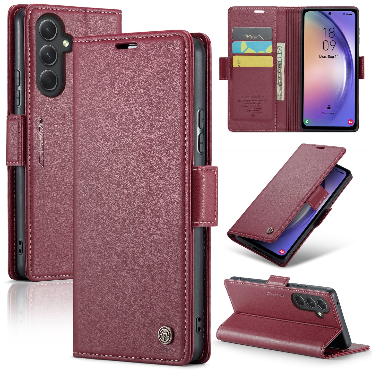 Samsung Galaxy A54 5G Litchi Texture RFID Anti-theft Leather Phone Case with Butterfly Buckle, Stand & Card Wallet with TPU Shell