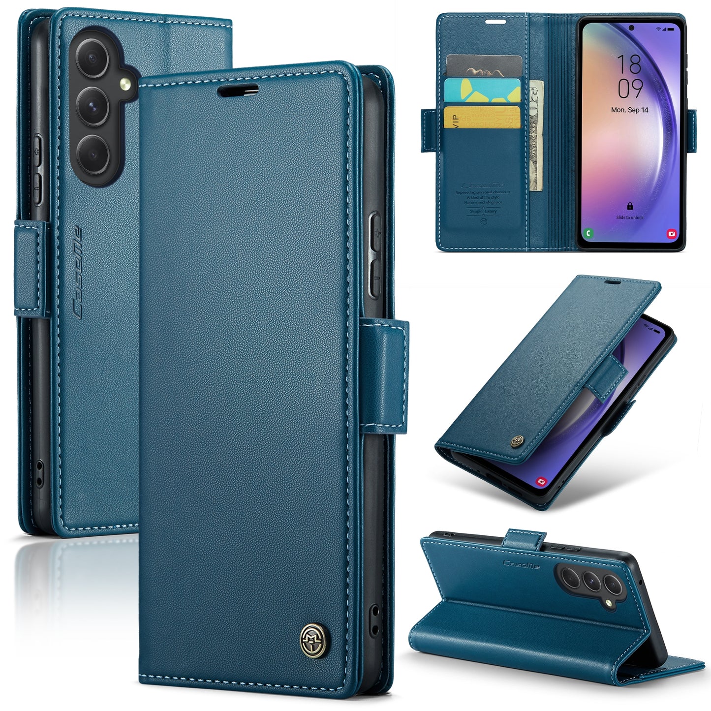 Samsung Galaxy A54 5G Litchi Texture RFID Anti-theft Leather Phone Case with Butterfly Buckle, Stand & Card Wallet with TPU Shell
