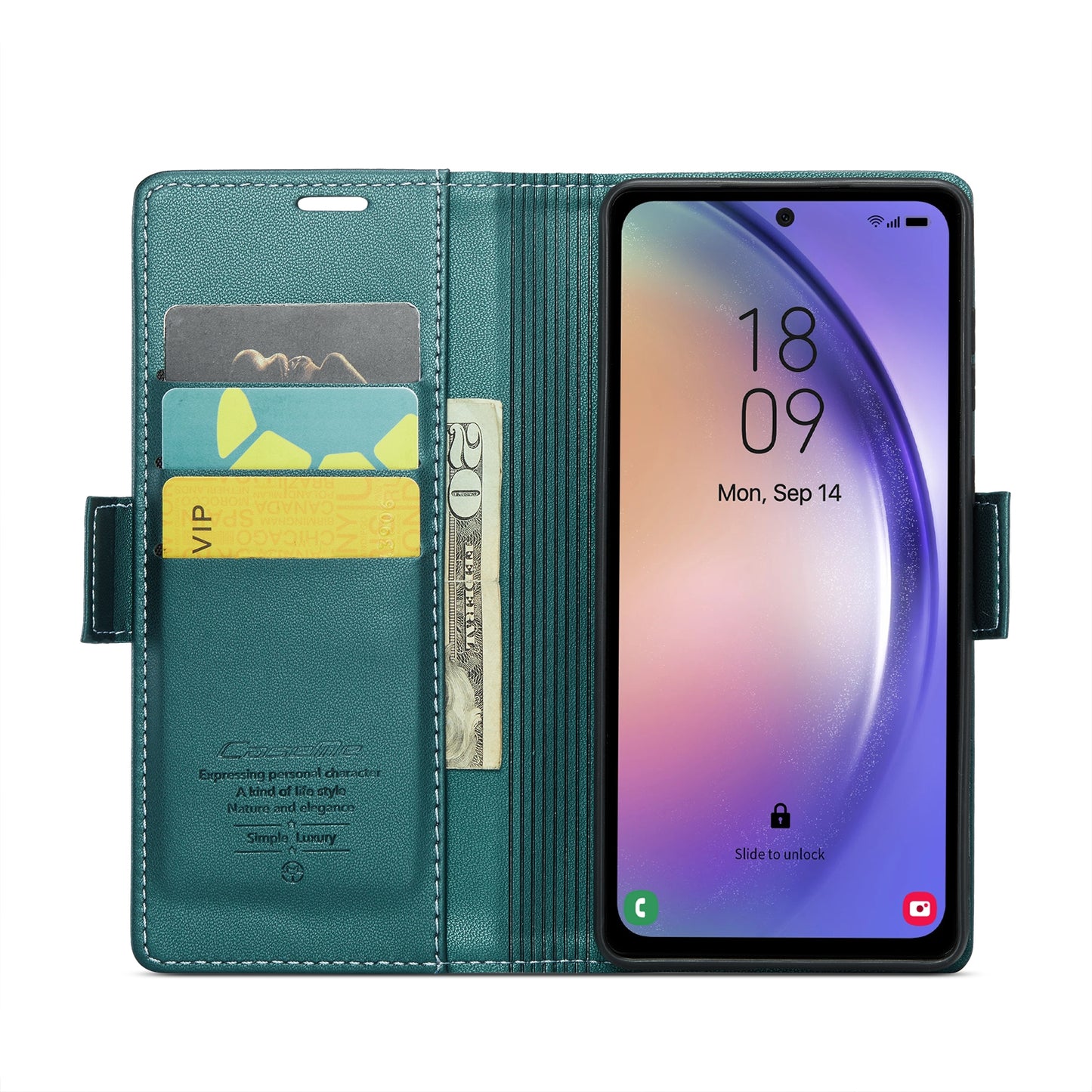 Samsung Galaxy A54 5G Litchi Texture RFID Anti-theft Leather Phone Case with Butterfly Buckle, Stand & Card Wallet with TPU Shell