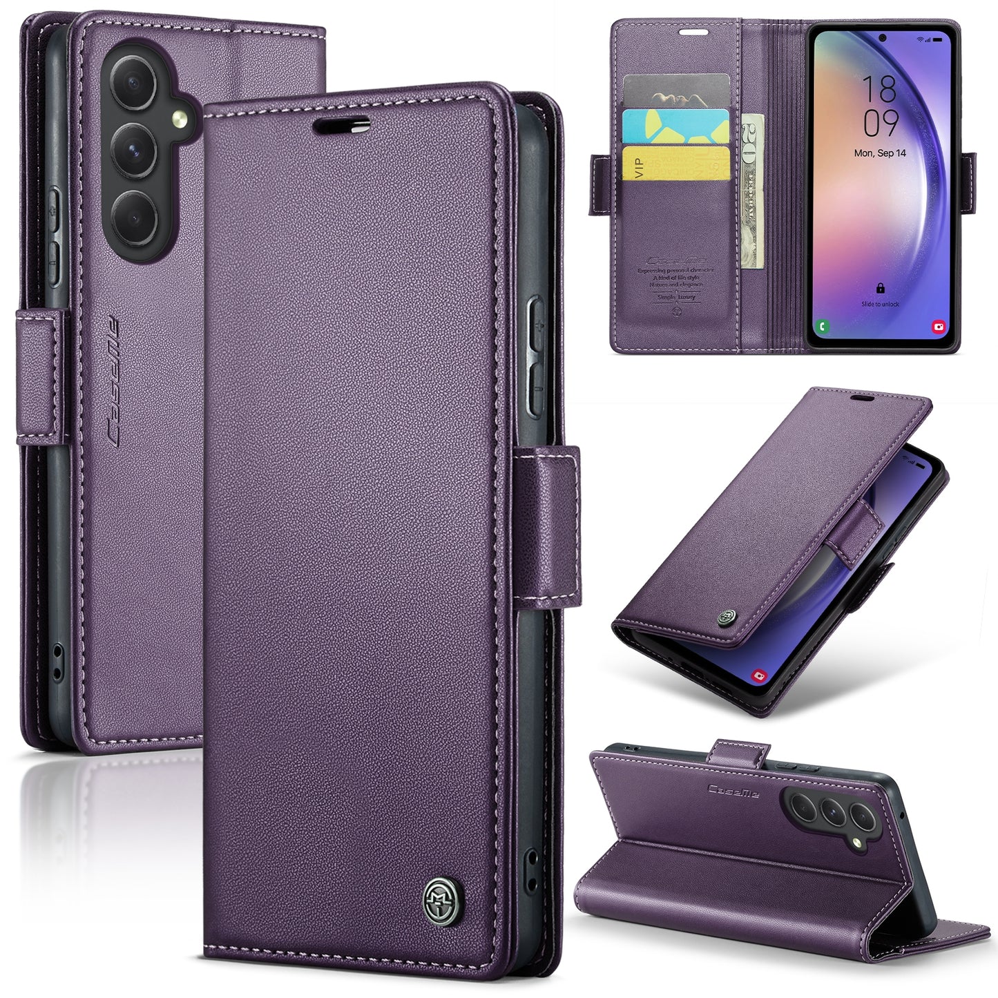 Samsung Galaxy A54 5G Litchi Texture RFID Anti-theft Leather Phone Case with Butterfly Buckle, Stand & Card Wallet with TPU Shell