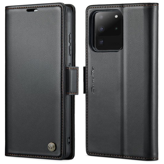 Samsung Galaxy S20 Ultra Litchi Texture RFID Anti-theft Leather Phone Case with Butterfly Buckle, Stand & Card Wallet with TPU Shell