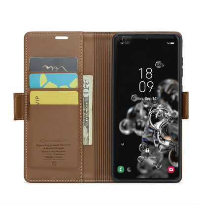 Samsung Galaxy S20 Ultra Litchi Texture RFID Anti-theft Leather Phone Case with Butterfly Buckle, Stand & Card Wallet with TPU Shell
