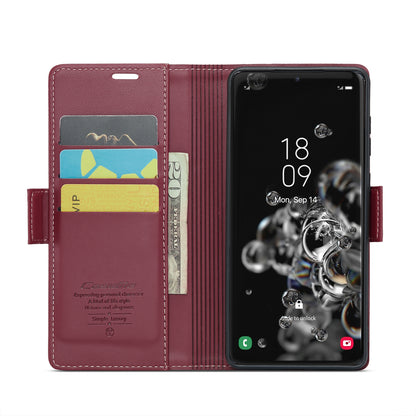 Samsung Galaxy S20 Ultra Litchi Texture RFID Anti-theft Leather Phone Case with Butterfly Buckle, Stand & Card Wallet with TPU Shell
