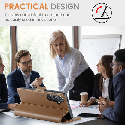 Samsung Galaxy S23 FE 5G Litchi Texture RFID Anti-theft Leather Phone Case with Butterfly Buckle, Stand & Card Wallet with TPU Shell